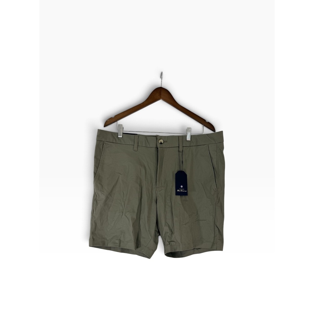 Ben Sherman Mens Regular Fit Stretch Chino Shorts Vetiver Green 38 BS13SH001